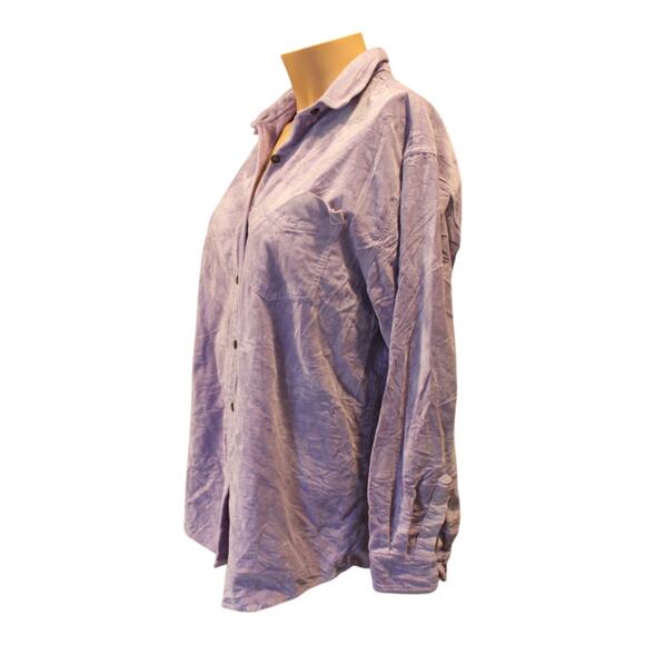 Vintage 90s Bill Blass Purple Crushed Velvet Oversize Button Down Shirt Size 1X - Picture 15 of 15